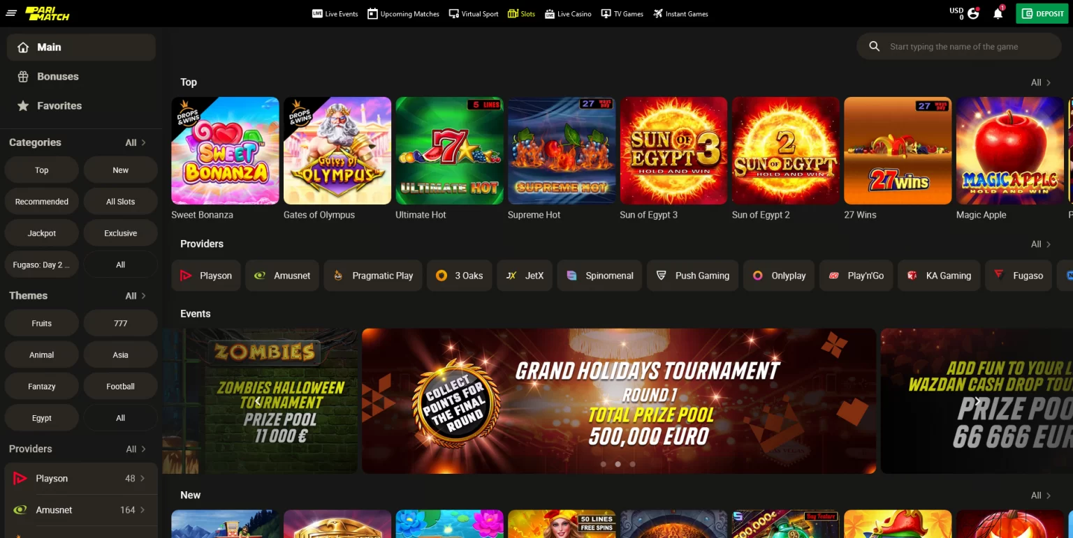 Screenshot Parimatch - Casino games