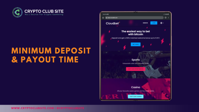 Cloudbet - Minimum Deposit & Payout Time