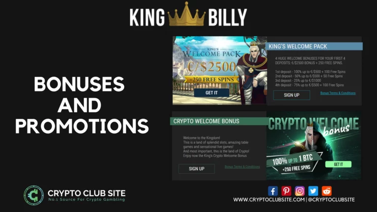 BONUSES and PROMOTIONS - KIng Billy Casino
