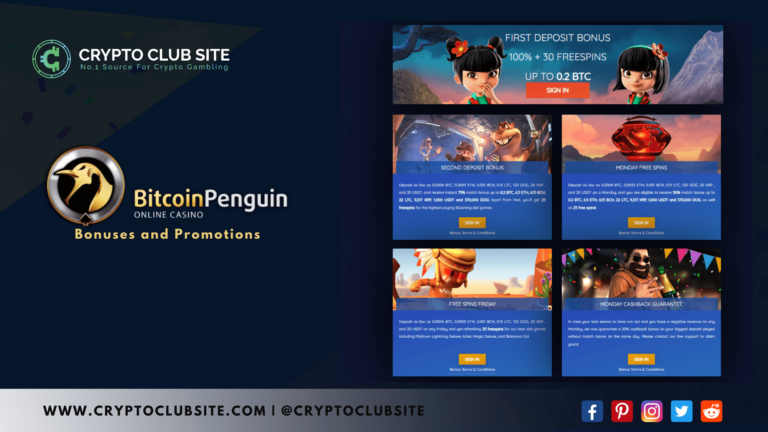 Bonuses and promotions - BITCOINPENGUIN CASINO REVIEW