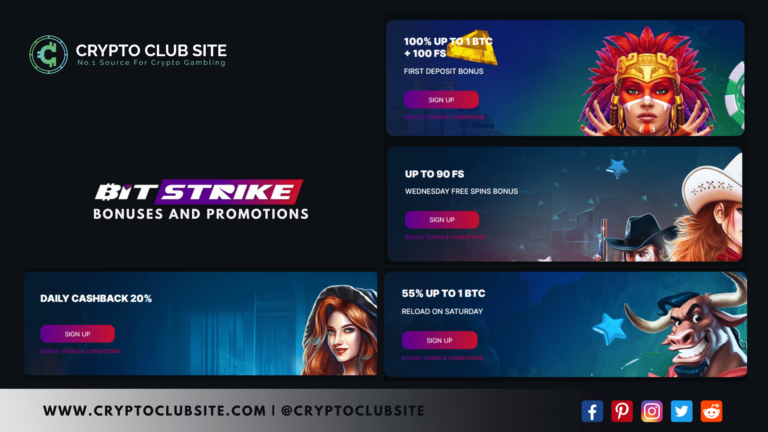 Bonuses and promotions - BITSTRIKE CRYPTO CASINO REVIEW