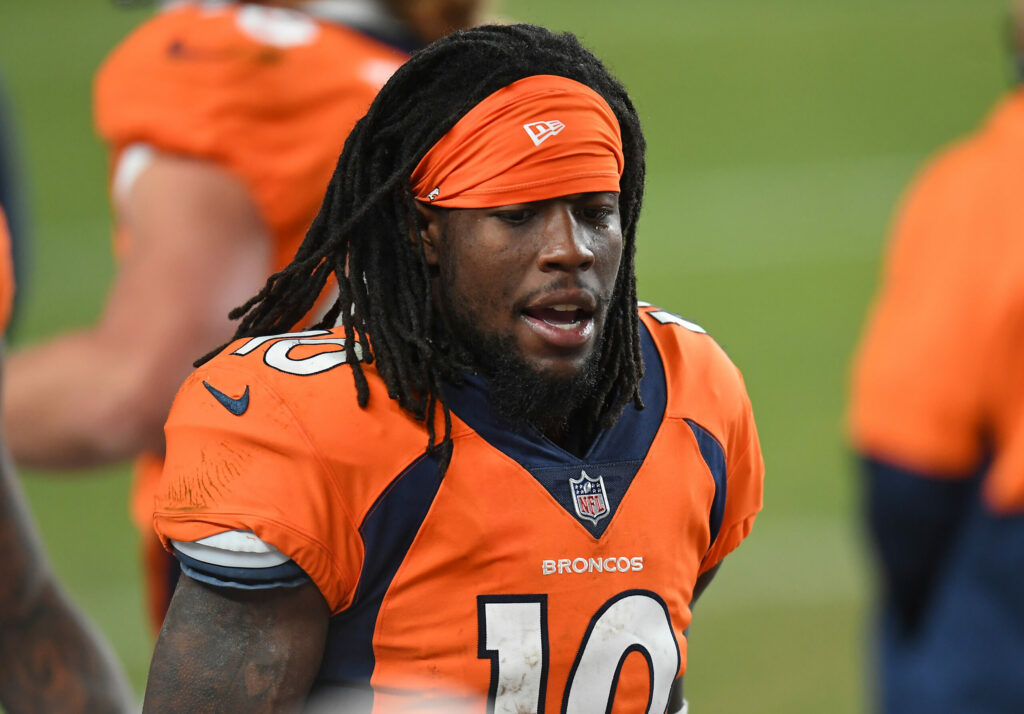 Denver Broncos wide receiver Jerry Jeudy sustained a hamstring injury during a joint practice with the Los Angeles Rams on Thursday.